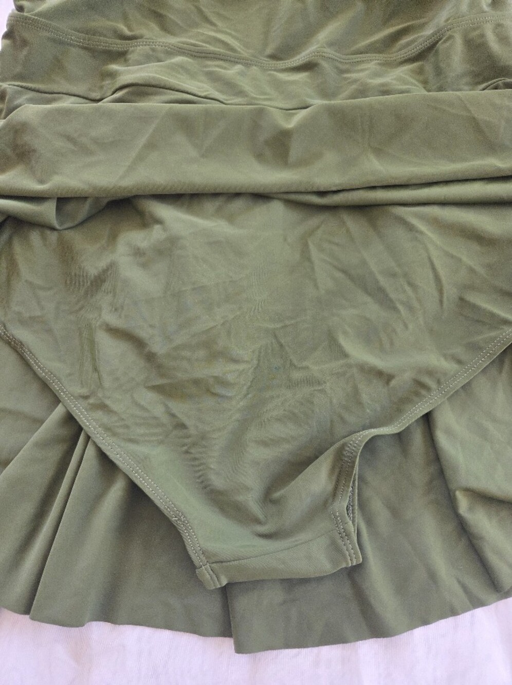 Olive Green Swim Dress with Adjustable Front Detail - Picture 6 of 7